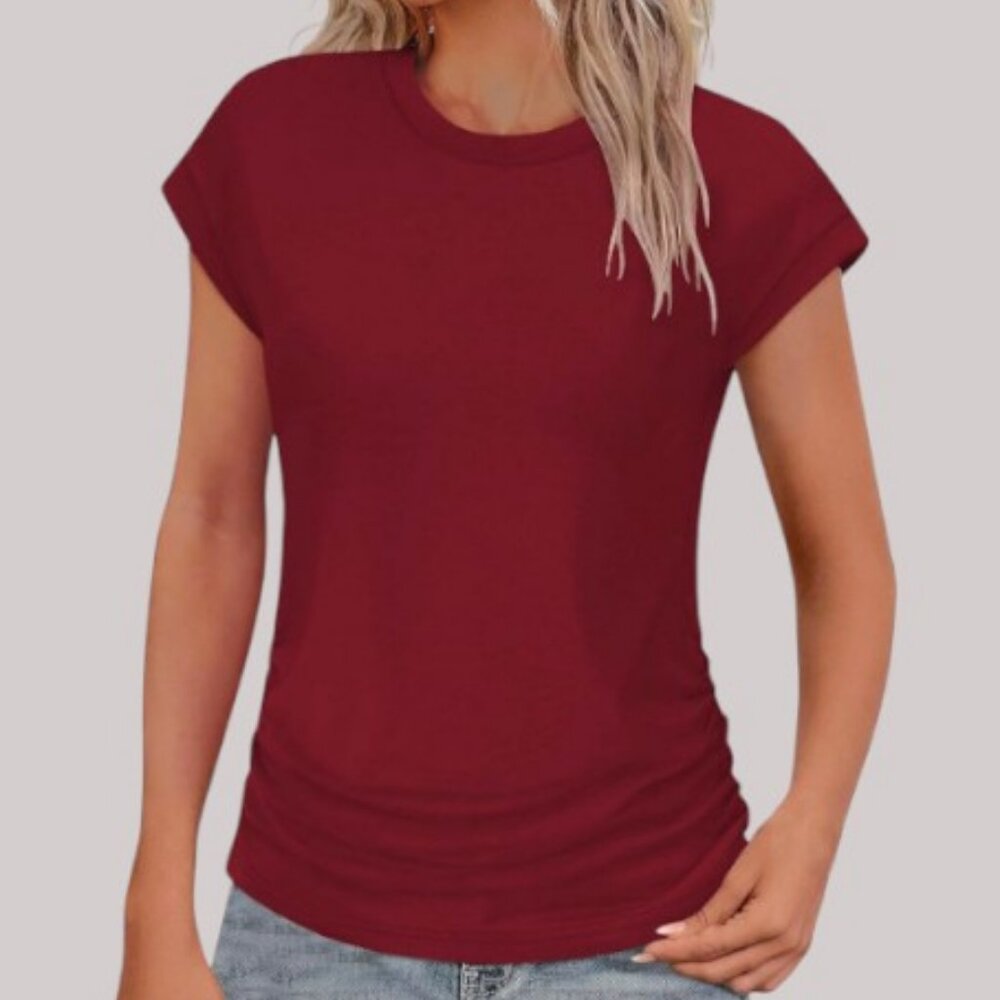 Smart Set round neck short sleeve top red women's size XL